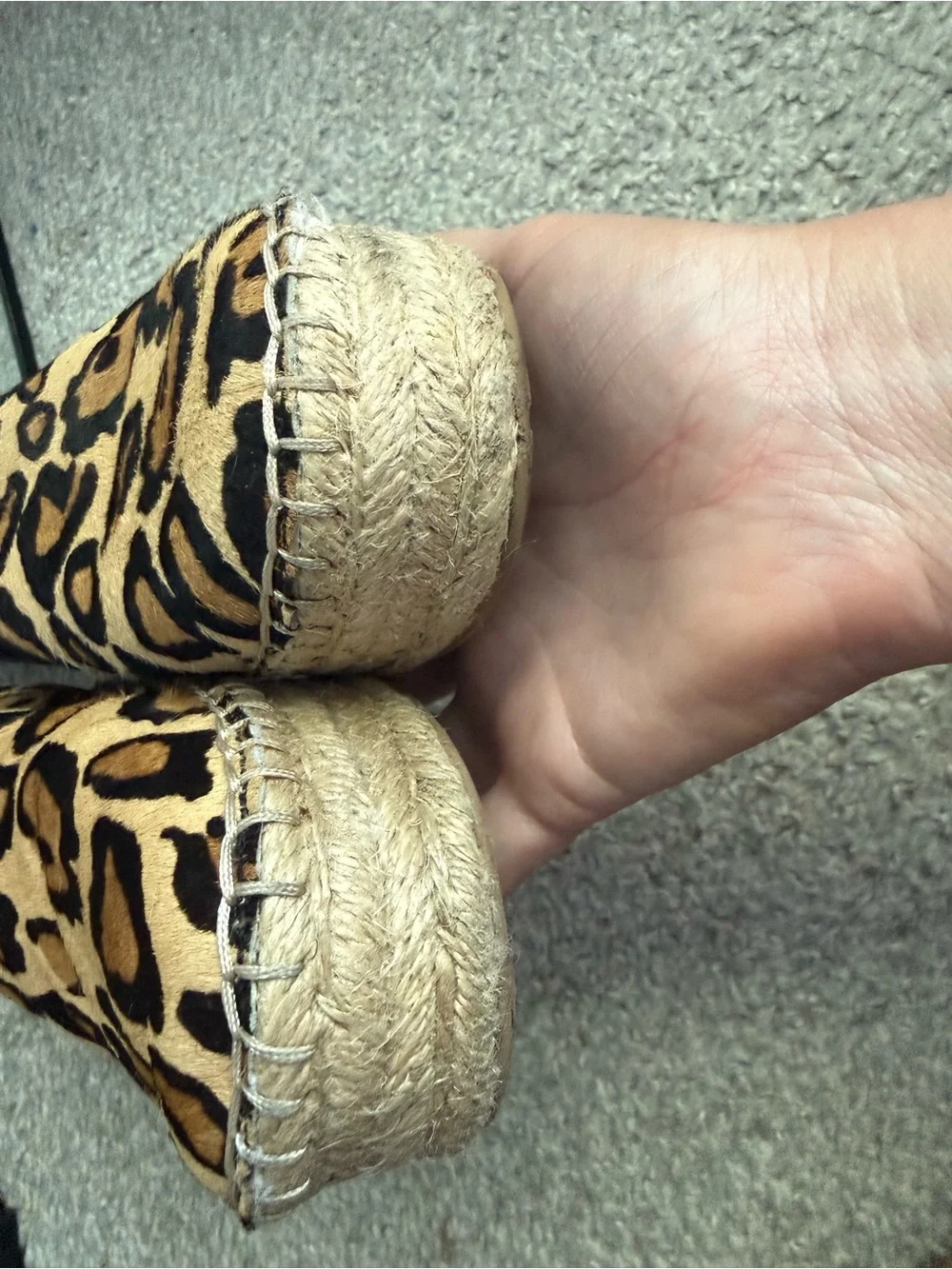 Sam Edelman Carrin Calf Hair Platform Slip On Espadrilles Leopard Print Size 6.5